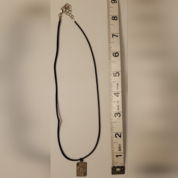 Ace Spade with black cord necklace, lobster clasp, 18" - Picture 5 of 7